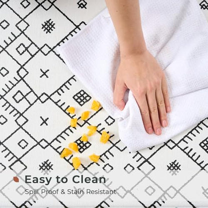 FRESHMINT Moroccan Kitchen Mat Set 2 Piece, 17x30''+17x47'', Bright White - color: Bright White