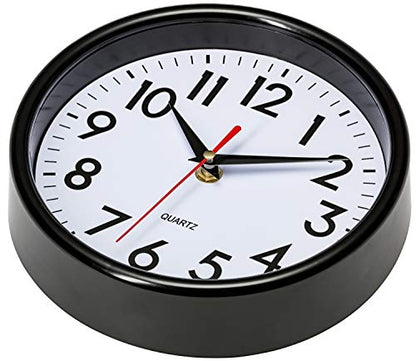 Bernhard Products Black Wall Clock 8" Silent Non-Ticking Quality Quartz Battery Operated Small Clock for Home/Office/Kitchen/Classroom/Bedroom Easy to Read - color: Black