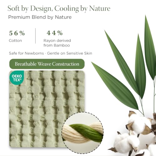 Threadmill Waffle Swaddle Blanket, Rayon Derived from Bamboo, Sage Green - color: Sage Green, size: Swaddle (41" x 37")
