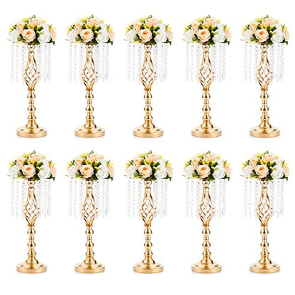NUPTIO Tall Centerpiece for Wedding Table, Gold, 19.3" Tall, 10 Pcs - color: Gold, size: Medium - 10 Pcs