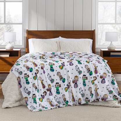 Berkshire Peanuts® VelvetLoft® Cute Character Snoopy Plush Blanket,Easter Gang 2025 White,Full/Queen 90 in x 90 in (Official Peanuts® Product) - color: Easter Gang 2025 White, size: Full/Queen (90 in x 90 in)