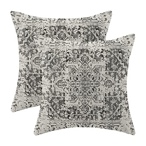 Black Gray Carpet Pattern Boho Pillow Covers 16x16 Set of 2 - color: Boho-7, size: 16" x 16" (Pack of 2)