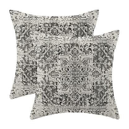 Black Gray Carpet Pattern Boho Pillow Covers 16x16 Set of 2 - color: Boho-7, size: 16" x 16" (Pack of 2)