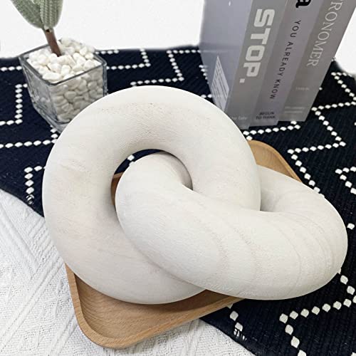 S-SNAIL-OO 2-link Wood Chain Link Decor, Hand Carved Boho Bead, Suitable for Bedroom, Living Room, Coffee Table Decor (White) - color: White