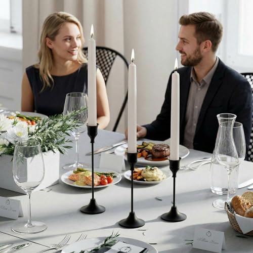NLBTW Black Candlestick Holders, Metal Taper Candle Holder, Set of 3 - color: Black, size: 1 Set (3 Pcs)