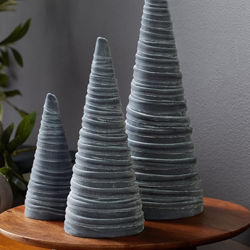 Your Heart's Content Gray Velvet Trees Set of 3 (Gray) - color: Gray