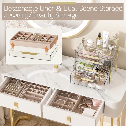 FOLLOWIN Jewelry Box for Women, 4 Drawers Jewelry Organizers and Storage