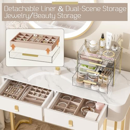 FOLLOWIN Jewelry Box for Women, 4 Drawers Jewelry Organizers and Storage