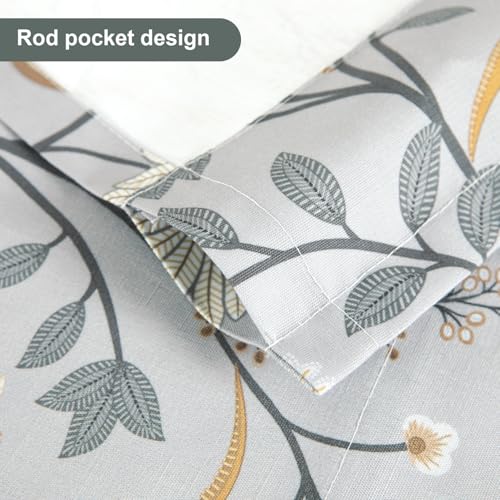 Leeva Grey Floral Tie-Up Valance, Linen Textured, 52 x 18, 1 Panel - color: *M11, size: 52"W x 18"L (Pack of 1, Tie Up)
