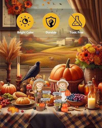 GoGnome 2-Pack Thanksgiving Scarecrow Figurines with Inspirational Autumn Plaques - Durable Resin 5.5'' Thanksgiving Table Decor - Fall Decorations Indoor Outdoor Harvest Gifts (Scarecrows)