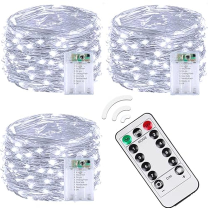 3 Pack 60 LED Fairy Lights Battery Operated with Remote, 20 FT Cool White - color: Cool White, size: 3PK（60LED with Remote）