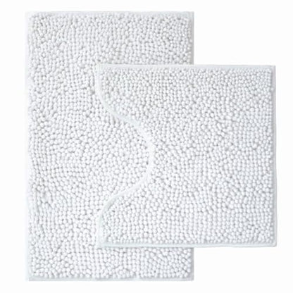 Bathroom Rugs Sets 2 Piece,Super Absorbent Chenille Bath Mats and U-Shaped Toilet Rug,Strong PVC Non Slip Backing,Microfiber Washable Dry Quickly Bath Mats for Bathroom(20"x32"+20"x20"U,White) - color: White