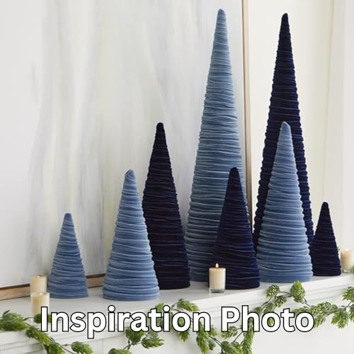 Your Heart's Content Velvet Trees Set of 4 Navy, Handcrafted Blue Valentine Tree Tabletop, Winter Wedding Centerpiece, Office Bookshelf, Cozy Gift for (Navy) - color: Navy