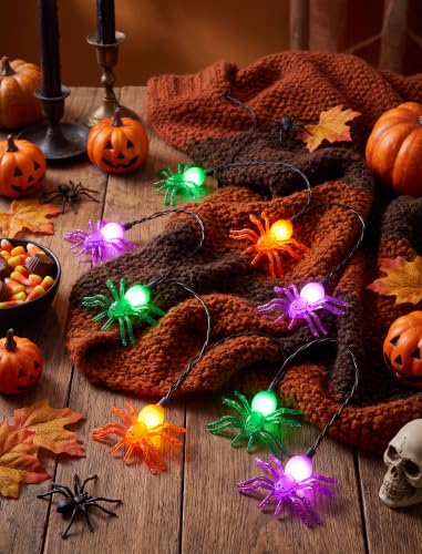 8.5Ft Halloween String Lights Plug in, 10 LED Spider Lights - color: Spider String Lights