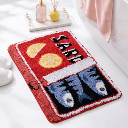 TRUEDAYS Sardine Bath Mat, Cute Bath Rugs for Bathroom 20x30 Inch, Red - color: Red, size: 20x30 inches (Rectangular)