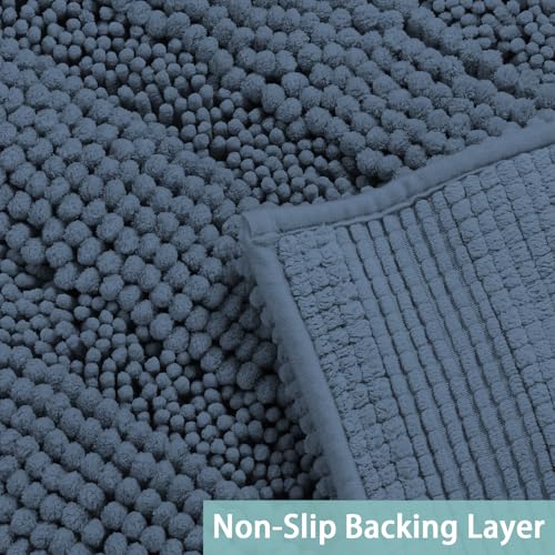 Turquoize Small Bathroom Rug 17x24, Soft Chenille Bath Rug, Blue Indigo - color: Blue Indigo, size: 17" x 24"