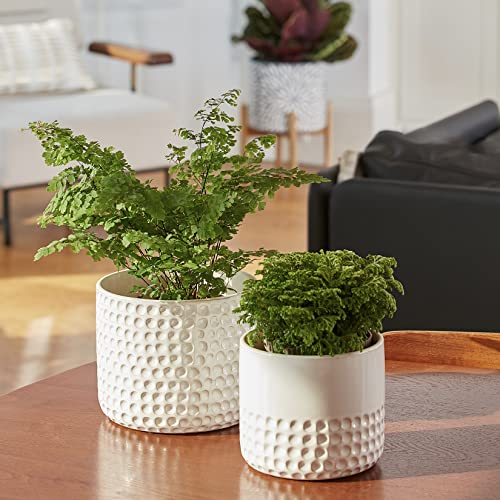 LA JOLIE MUSE Ceramic Plant Pots, Flower Pots for Indoor Plants, Set of 2 - color: Ivory