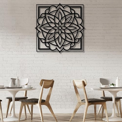 Metal Wall Decor | 17'' x 17'' x 0.05'' Mandala Art Themed Wall Decorations | Handmade Indoor and Outdoor Wall Art (17'' x 17'', Mandala I, Black) - size: 17'' x 17'', style: Mandala I
