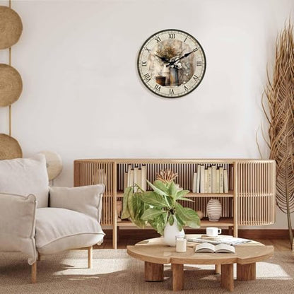 14 Inch Farmhouse Wall Clocks Battery Operated - color: Beige, size: 14 Inch