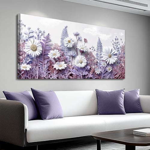 QIYILEXWART Canvas Wall Art For Living Room Large Wall Decor For Office Bedroom Decorations Daisy Fern Landscape Pictures Farmhouse Painting Artwork Room Wall Mural Aesthetic Home Decor 30x60 In - color: Daisy Fern Print, size: 60"L x 30"W