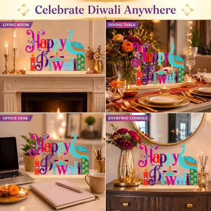 Roowest Metal Happy Diwali Tabletop Sign Deepawali Table Decor, 11.8 Inch - style: Diwali