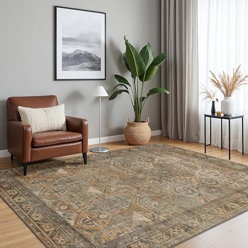 5x7 Area Rug Washable Rug for Living Room Bedroom Non Slip Carpet Taupe - color: Area Warm Taupe, size: 5' x 7' (Rectangular)