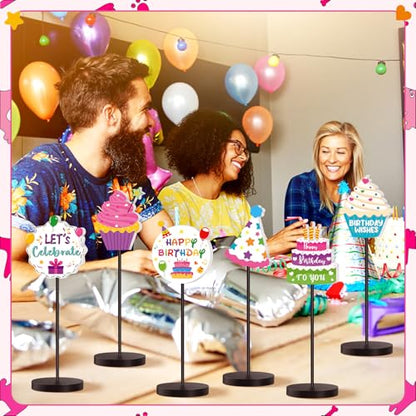 DoubleFill 6 Pcs Happy Birthday Party Decoration for Table Centerpieces - style: Happy Birthday