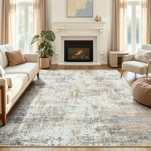 5x7 Area Rugs for Living Room Bedroom, Washable Non Slip Brown Rug - color: Brown, size: 5' x 7' (Rectangular)