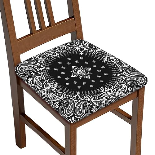 Abstract Paisley Silk Scarf Pattern Style Office Computer Chair Seat Covers Set of 1, Soft Stretch Rotating Desk Chair Seat Cushion Protectors - color: Black White Abstract Paisley Silk Scarf, size: Set of 1