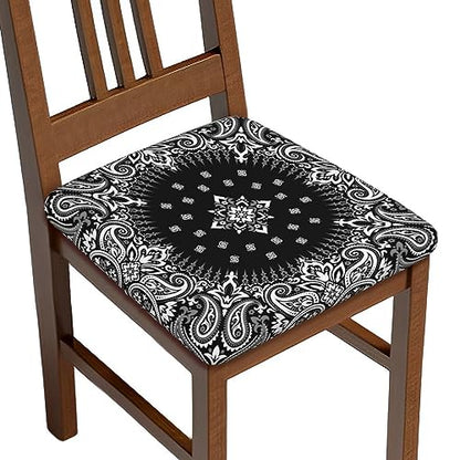 Abstract Paisley Silk Scarf Pattern Style Office Computer Chair Seat Covers Set of 1, Soft Stretch Rotating Desk Chair Seat Cushion Protectors - color: Black White Abstract Paisley Silk Scarf, size: Set of 1