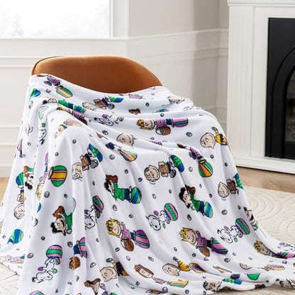 Berkshire Peanuts® VelvetLoft® Cute Character Snoopy Plush Throw Blanket,Easter Gang 2025 White,Throw 55 in x 70 in (Official Peanuts® Product) - color: Easter Gang 2025 White, size: Throw (55 in x 70 in)