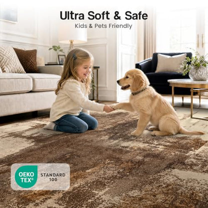 Kelarea Washable Entryway Rug 2x3, Non-Slip Low Pile Abstract Brown - color: Brown, size: 2' x 3' (Rectangular)