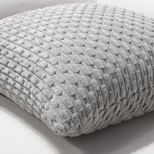 Softalker Corduroy Decorative Throw Pillow Covers 18x18, 4 Pack, Grey/Beige - color: Lt Grey Beige, size: 18" x 18" (Pack of 4)