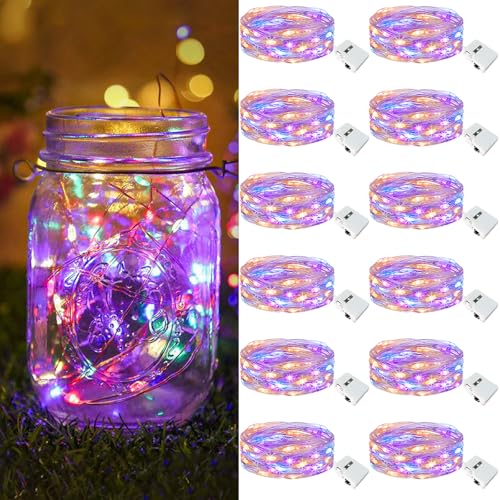 btfarm 12 Pack Fairy Lights Battery Operated Twinkle Lights with 3 Modes - color: Multicolor, size: 12 Pack