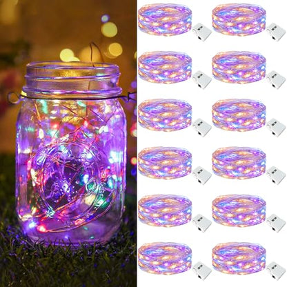 btfarm 12 Pack Fairy Lights Battery Operated Twinkle Lights with 3 Modes - color: Multicolor, size: 12 Pack