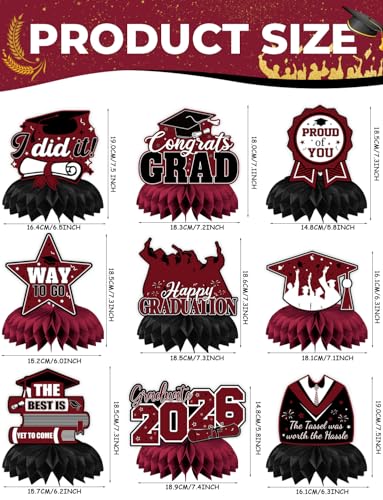Graduation Table Decorations, Graduation Centerpieces for Tables - style: Maroon Gold Graduation
