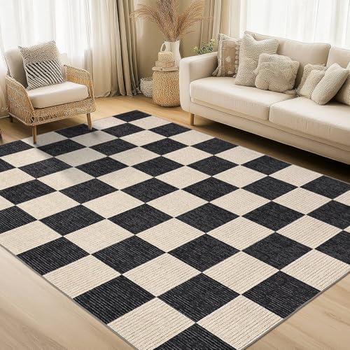 Garvee Large Rugs for Living Room 10x13 Modern Rug Washable Rugs, Black - color: Checkered - Black, size: 10' x 13' (Rectangular)