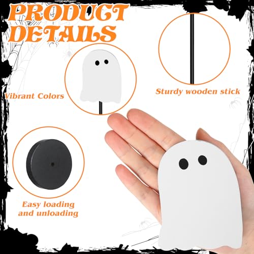 Briwooody 6 Pcs Halloween Table Decorations Cute Ghost Wooden Signs - style: Ghost