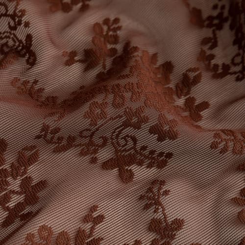 TUDECO Brown Lace Stall Shower Curtains for Narrow Bathroom, 36''W x 72''L - color: Dark Brown, size: 36"W x 72"L (Pack of 1)