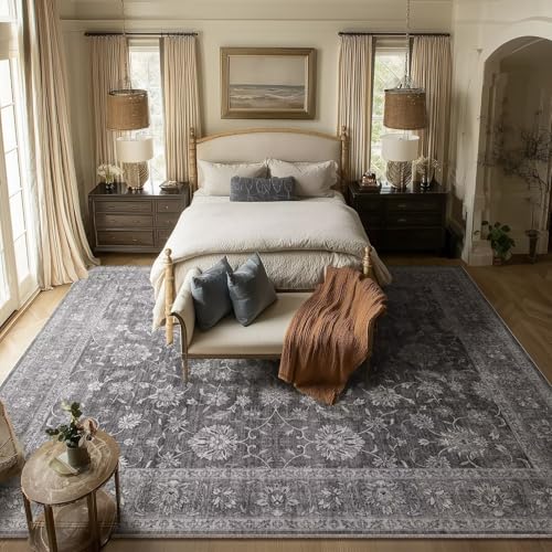Washable 8x10 Area Rugs for Living Room Bedroom, Charcoal Gray - color: Charcoal Gray, size: 8' x 10' (Rectangular)
