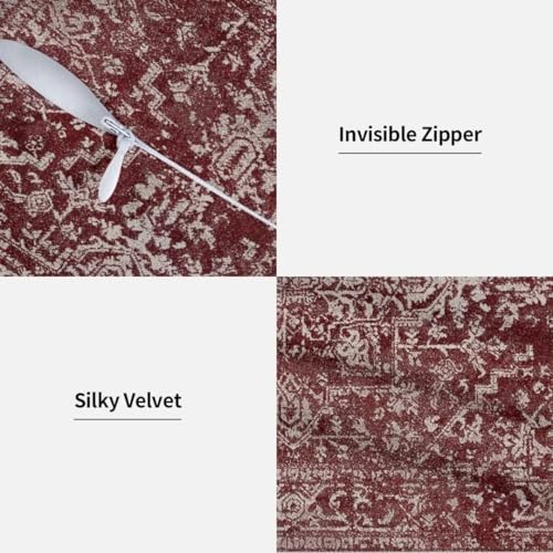 Burgundy Carpet Pattern Boho Pillow Covers 16 x 16 Inch Set of 2 - color: Burgundy Boho, size: 16" x 16" (Pack of 2)