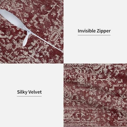 Burgundy Carpet Pattern Boho Pillow Covers 16 x 16 Inch Set of 2 - color: Burgundy Boho, size: 16" x 16" (Pack of 2)