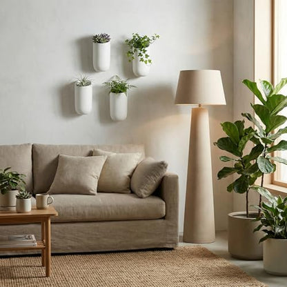 MyGift Set of 4 Matte White Ceramic Wall Planters, 6 Inch Hanging Pots - color: Matte White (6 Inch)