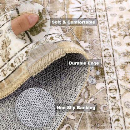 LOKHOM 2x12 Hallway Runnner Rug, Boho Non-Slip Washable Kitchen Rugs, Beige - color: Beige Brown, size: 2' x 12' (Runner)