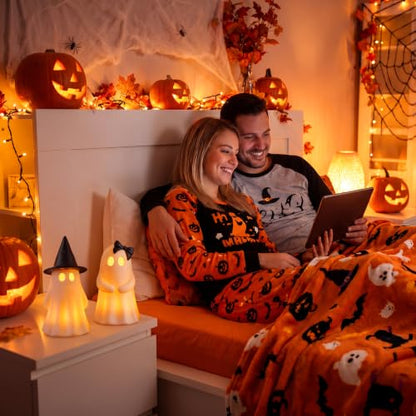 Fumete 2 Pcs Halloween Decorations Indoor, Light up Ghost Couple Figurines - style: Couple Ghosts