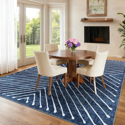 ROYHOME 8x10 Large Area Rug for Living Room Washable Non Slip Bedroom Rugs - color: Navy, size: 8' x 10' (Rectangular)