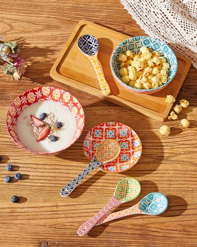 Metahom Ceramic Small Serving Spoons, Colorful Soup Spoon Set of 6 - size: 6.25 inch