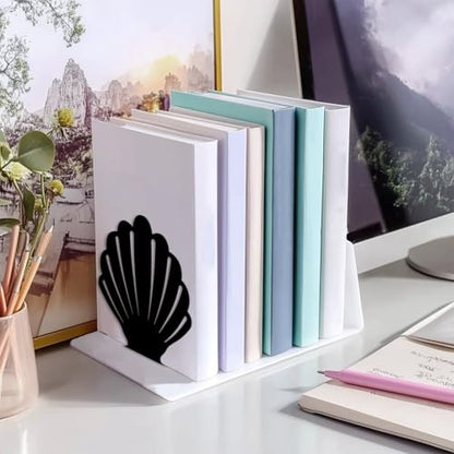 Peacoblue 5.3"x4.3"x5.5" Metal Bookends, Heavy Duty Book Ends for Shelves - style: Shells