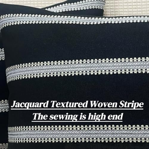Slow Cow Lumbar Throw Pillow Cover Stripe 12 x 24 Inches Black Off White - color: D-stripe Black, size: 24" x 12" (Pack of 1)