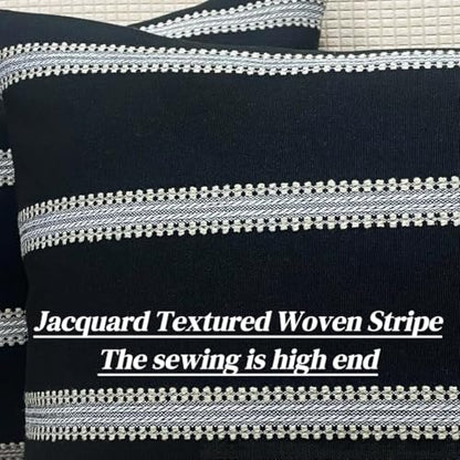 Slow Cow Lumbar Throw Pillow Cover Stripe 12 x 24 Inches Black Off White - color: D-stripe Black, size: 24" x 12" (Pack of 1)